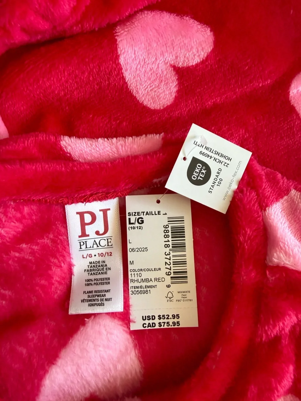 The Children’s Place Cozy Fleece Heart Pajamas Red Large NWT IN PACKAGE